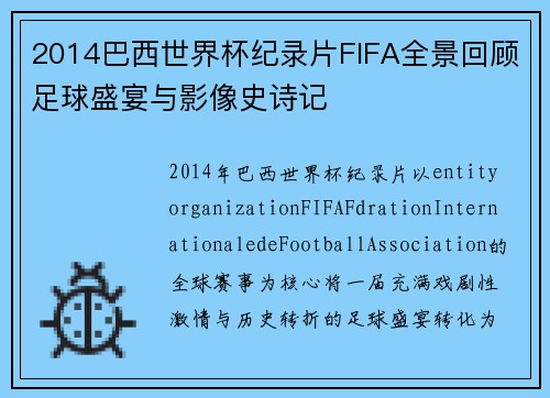 2014巴西世界杯纪录片FIFA全景回顾足球盛宴与影像史诗记